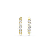 Matrix Vittore hoop earrings, Round cut, White, Gold-tone plated
